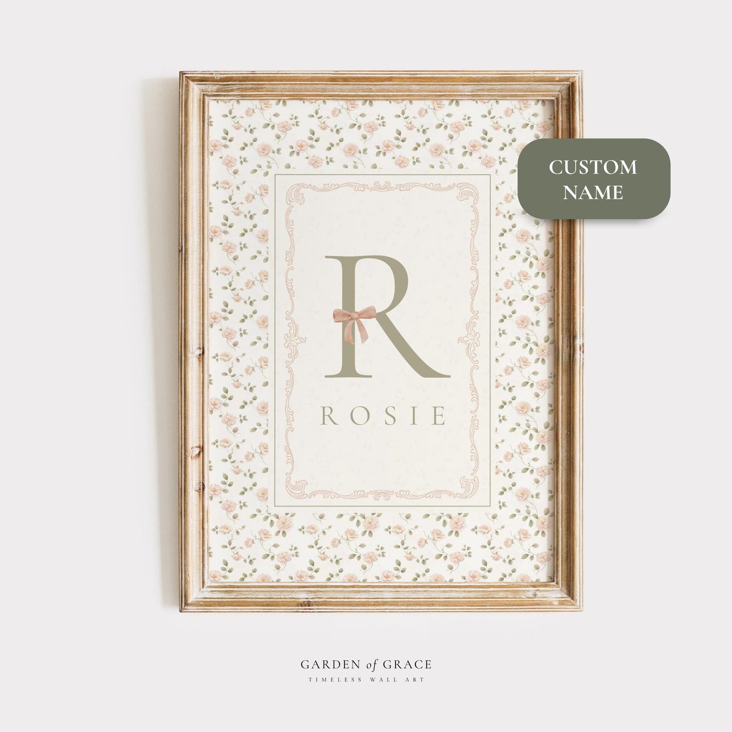 Custom Floral Name and Letter Print for Nursery (Digital Download)