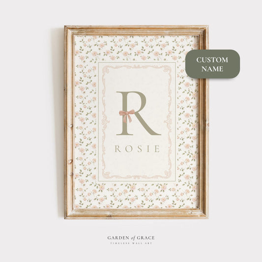 Custom Floral Name and Letter Print for Nursery (Digital Download)