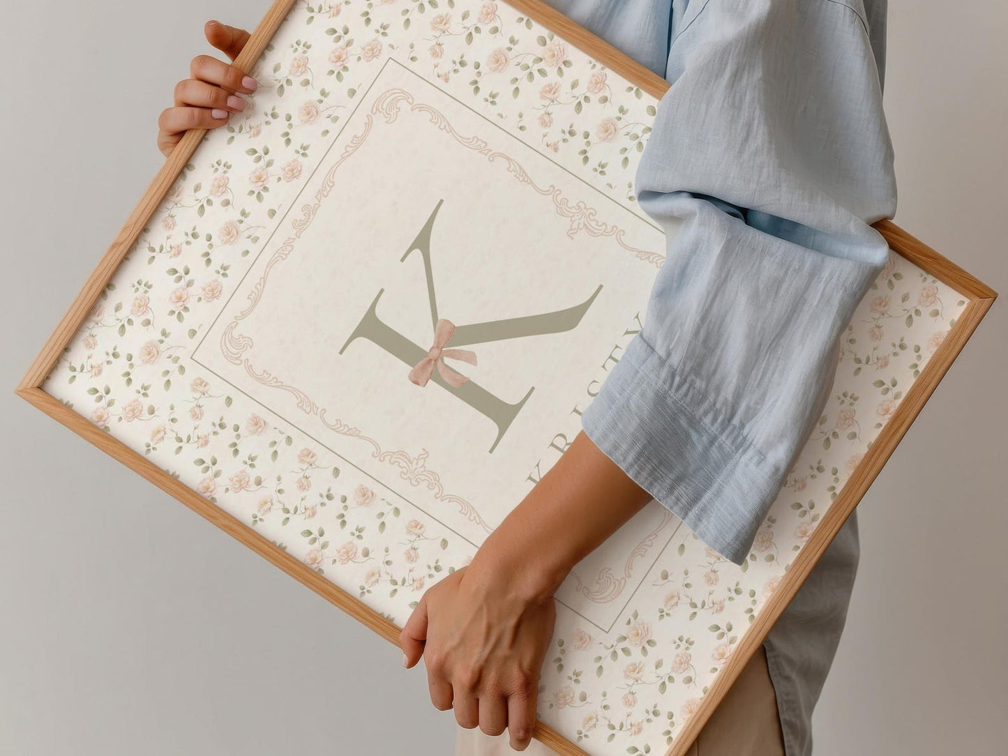 Custom Floral Name and Letter Print for Nursery (Digital Download)