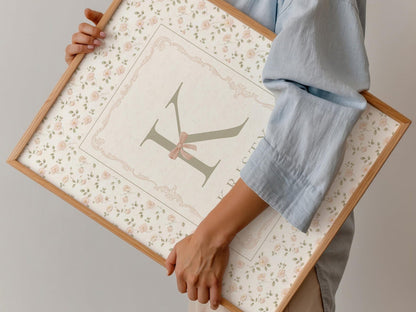 Custom Floral Name and Letter Print for Nursery (Digital Download)