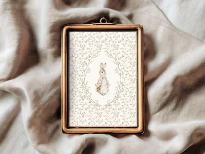Floral Bunny and Goose Wall Art Print Set of 2 - Nursery Decor (Digital Download)