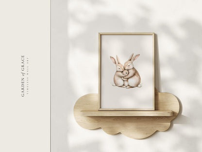 Hugging Bunny Family - Gender Neutral Wall Decor for Nursery (Digital Download)