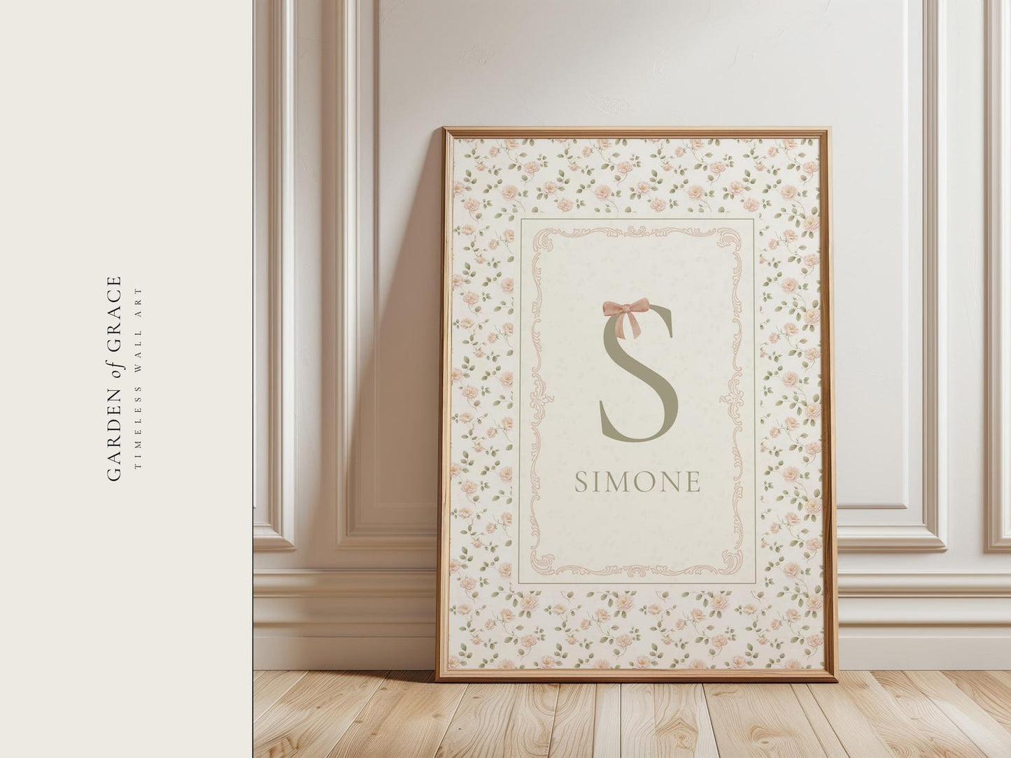 Custom Floral Name and Letter Print for Nursery (Digital Download)