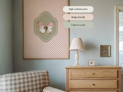 Vintage Butterfly Nursery Print for Girl (Digital Download)