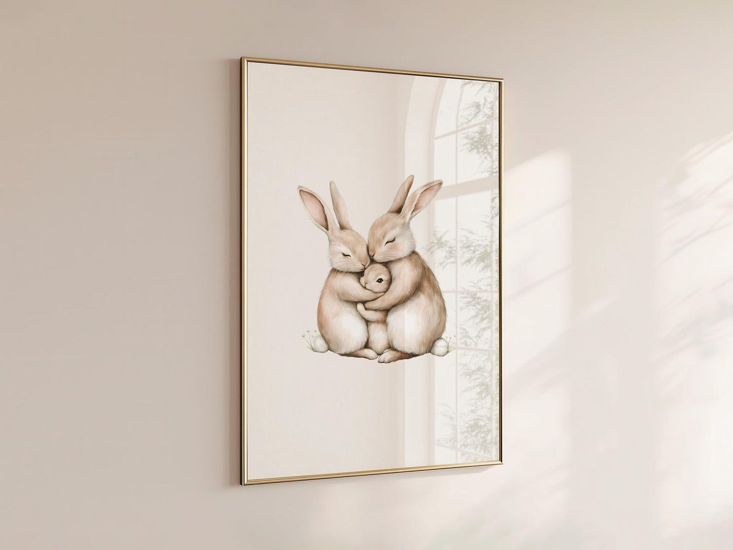 Hugging Bunny Family - Gender Neutral Wall Decor for Nursery (Digital Download)