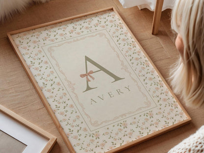 Custom Floral Name and Letter Print for Nursery (Digital Download)