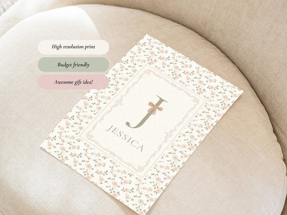 Custom Floral Name and Letter Print for Nursery (Digital Download)