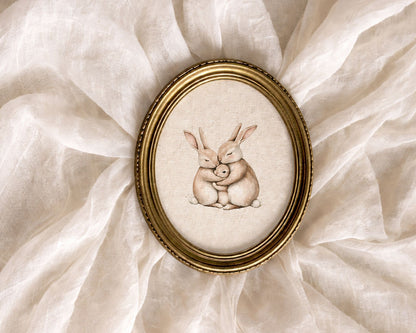 Hugging Bunny Family - Gender Neutral Wall Decor for Nursery (Digital Download)